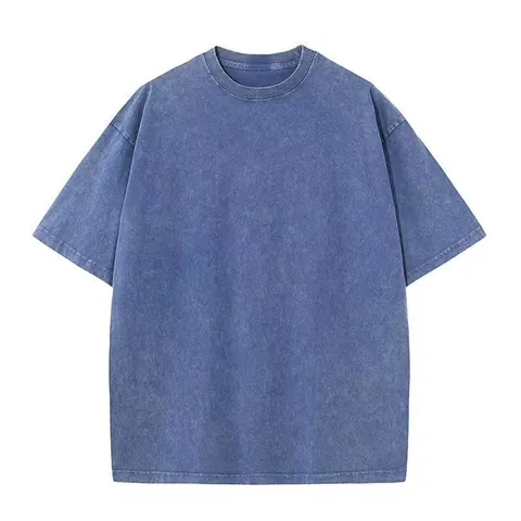 Ανδρικό Αμερικανικό Vintage Πλυμένο Βαμβακερό T-Shirt Heavyweight Oversized Πεσμένοι Ώμοι Κοντό Μανίκι Hip Hop