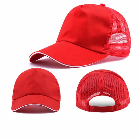 Berretto da Baseball in Rete di Cotone Traspirante Protezione Solare Regolabile Trucker Hat Snapback Tinta Unita Per Sport Unisex