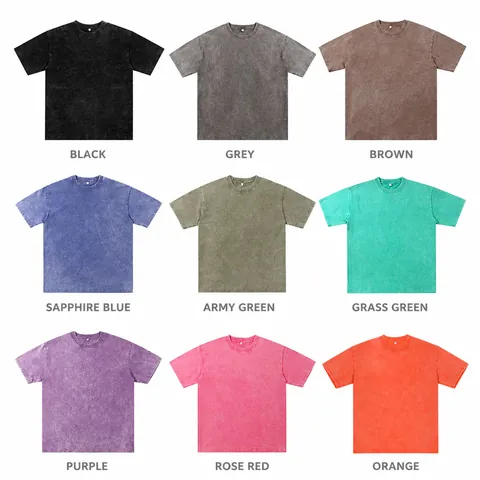 Men Vintage Washed Distressed T-Shirt Heavyweight 240g 100% Cotton Oversize Loose Fit Short Sleeve Acid Wash Retro Top