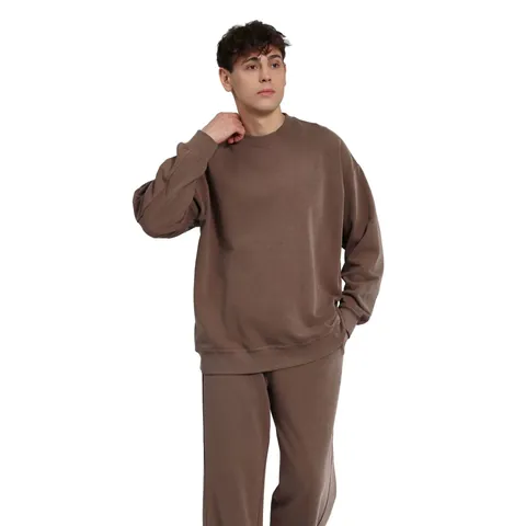 Felpa da Uomo in Cotone Pesante Lavaggio Acido Girocollo Vintage Oversize Vestibilità Comoda Top a Manica Lunga per Inverno Autunno