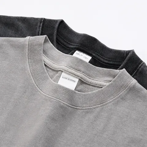 Vintage Washed Cotton T-Shirt For Men Heavyweight Oversized Short Sleeve Top Retro Streetwear Loose Fit Casual Tee