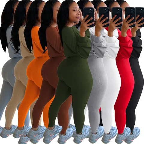 Ensemble Sportif Décontracté Top And Bottom Pour Femmes Broderie Lettres Haut Court Manches Longues Et Leggings Taille Haute