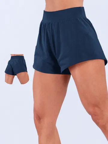 Vrouwen Hoge Taille Losse Yoga Shorts Sneldrogend Geborsteld Peach Lift Hardlopen Fietsen Fitness Training Gym Broek