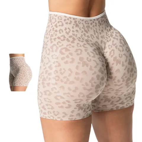 Nahtlose Yoga-Shorts Mit Leopardenmuster Für Damen Hohe Taille Gesäßstraffung Fitness Laufen Gestrickte Sportliche Unterhose