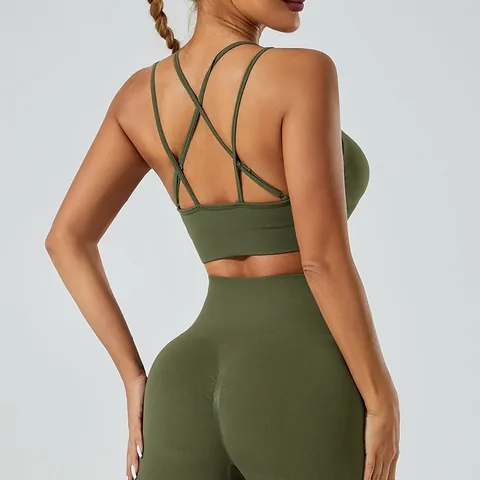 Seamless Yoga Set For Women High Waist Tummy Control Sports Shorts Push Up Sports Bra Gym Running Athletic Workout Suit