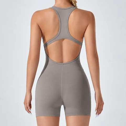 Women Sexy Backless Yoga Unitard One Piece Gym Fitness Bodysuit Racerback Tummy Control Sportswear For Dance Workout