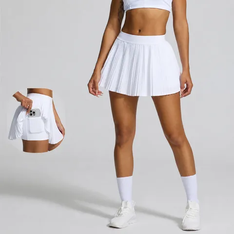 Women's High Waisted Pleated Tennis Skirt Athletic Skort With Inner Shorts Pocket For Gym Workout Running Yoga Sports Bottom
