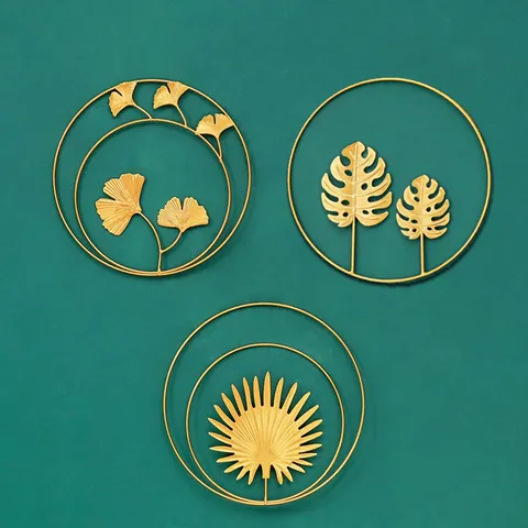 Goldene Metall Blatt Wanddeko Eisen Hängende Kunst Ornament Für Wohnzimmer Schlafzimmer Moderner Leichter Luxus Nordic Stil