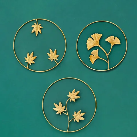 Goldene Metall Blatt Wanddeko Eisen Hängende Kunst Ornament Für Wohnzimmer Schlafzimmer Moderner Leichter Luxus Nordic Stil