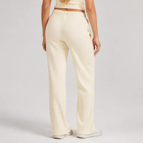 Women High Waist Loose Sweatpants Dralon Fleece Lined Wide Leg Straight Joggers Casual Sports Trousers With Drawstring Trousers
