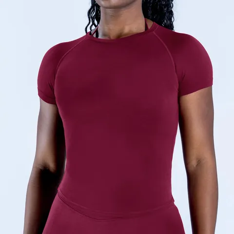 Women's Seamless Yoga T-Shirt High Elastic Moisture Wicking Slim Fit Workout Gym Short Sleeve Sportswear Top