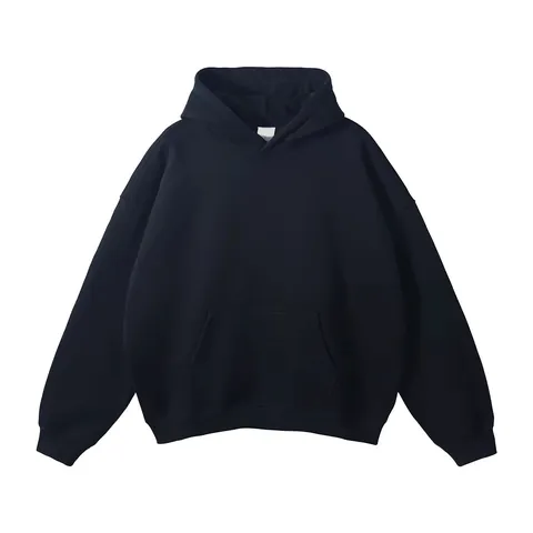 Men Heavyweight Pure Cotton Hooded Sweatshirt Loose Casual French Terry Pullover Winter Warm Hoodie Top Solid Color