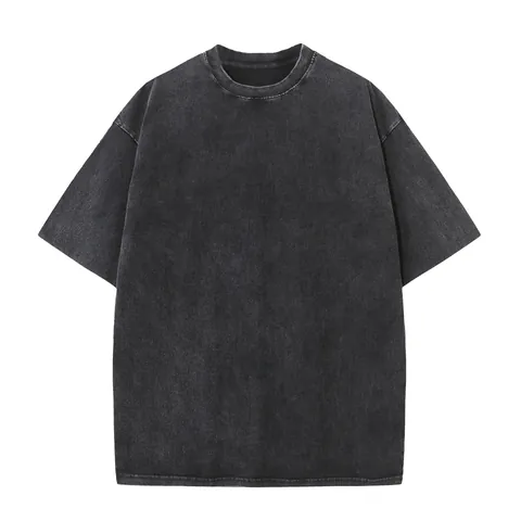 Men's 230g Heavyweight Washed Batik Distressed T-Shirt Oversized Drop Shoulder Cotton Vintage Streetwear Casual Short Sleeve Top