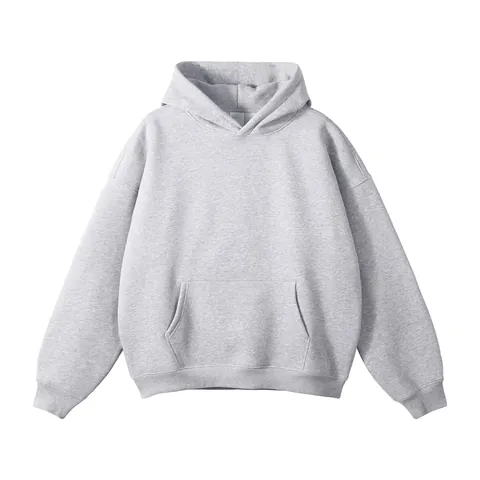Sweat à Capuche Unisexe en Polaire Coupe Large Épaule Tombante Couleur Unie Poche Kangourou Décontracté Top Hiver