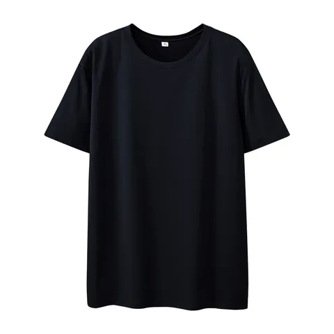 T-Shirt à Manches Courtes Décontracté pour Hommes Mélange de Coton Épais Respirant Col Rond Couleur Unie Haut d'Été Mode Basique