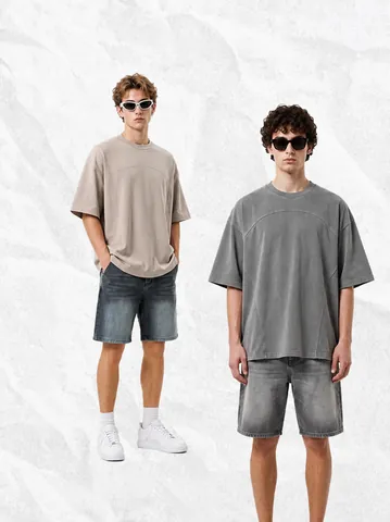 Camiseta de Algodón para Hombre Retro Americano Color Sólido Ajuste Holgado Cuello Redondo Transpirable Manga Corta para Jóvenes
