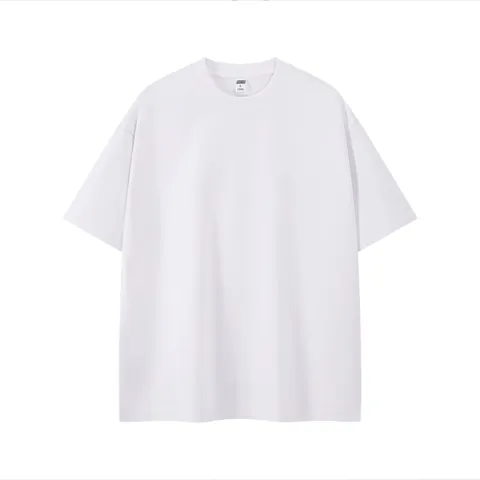 Camiseta de Algodón Orgánico Pesado 320g para Hombre Hombros Caídos Corte Holgado Cuello Redondo Color Sólido Manga Corta Top