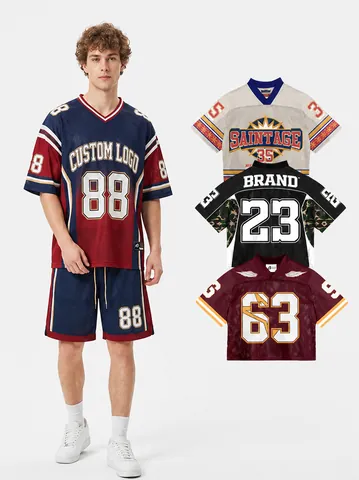 Men Loose V-Neck Sports T-Shirt Top Cotton Blend Breathable Mesh American Retro Style Graphic Printed Youth Athletic Jersey Top