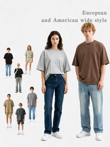 Maglietta da Uomo in Cotone Pesante con Spalla Cadente Vestibilità Larga Tinta Unita Manica Corta Top Casual Girocollo Estate Moda Ricamato