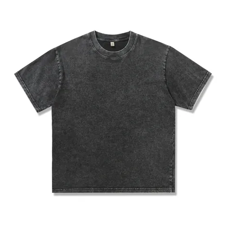 Ανδρικό T-shirt από Βαρύ Βαμβάκι Πλυμένο Κοντό Μανίκι Hip Hop Streetwear Χαλαρό Drop Shoulder Top Μονόχρωμο Ευρωπαϊκό Μέγεθος Retro Tee