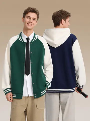 Men's American Vintage Baseball Jacket Raglan Sleeve Patchwork Varsity Jacket Streetwear Casual Stand Collar Button Outerwear
