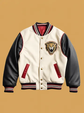 Men American Vintage Varsity Jacket Raglan Sleeve Contrast Color Snap Button Casual Baseball Bomber Jacket Polyester Top