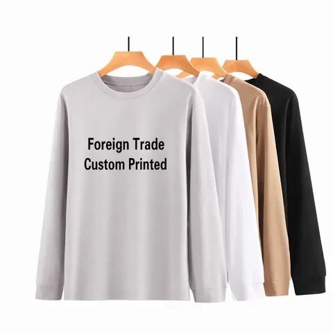 Camiseta de Manga Larga de Algodón Roma Holgada para Hombre Color Sólido Cuello Redondo Transpirable Otoño Invierno Top
