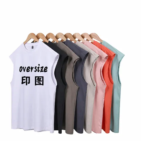 Débardeur en Coton Épais pour Hommes Sans Manches Oversize Streetwear Gilet Décontracté Maillot de Corps Uni pour Sport Quotidien Unisexe