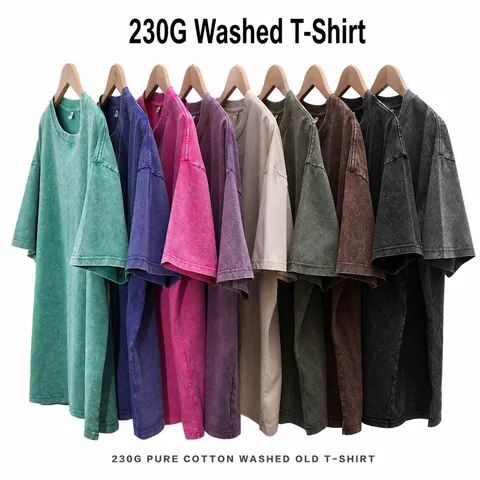 Men Vintage Washed Cotton T-Shirt Oversize Loose Fit Crew Neck Short Sleeve Top Retro Acid Wash Streetwear Casual Tee