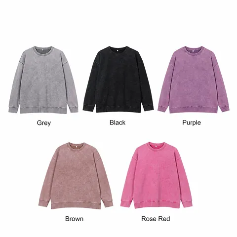 Felpa da Uomo American Vintage Lavata Distressed Girocollo Heavyweight Oversize Vestibilità Comoda Manica Lunga Cotone Top