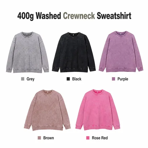 Men American Vintage Washed Distressed Crewneck Sweatshirt Heavyweight Oversized Loose Fit Long Sleeve Cotton Top