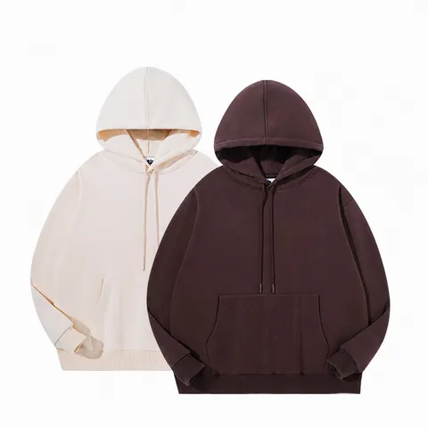Men Heavyweight Pullover Hoodie Oversized Drop Shoulder Cotton Blend Sweatshirt With Kangaroo Pocket Loose Fit Casual Hooded Top
