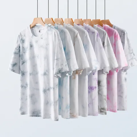 Men's Casual Tie-Dye Cotton T-Shirt Short Sleeve Loose Fit Streetwear Graphic Tee Summer Top For Teenagers