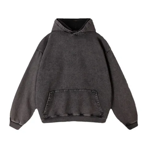 Herren Vintage Washed Distressed Hoodie Oversize Lockere Passform Schwere Gekämmte Baumwolle French Terry Bedrucktes Streetwear Kapuzenshirt Top