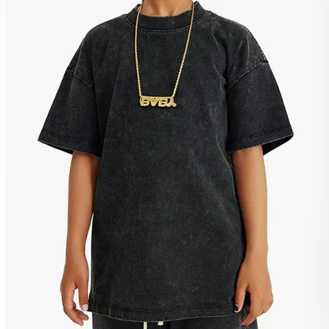Παιδικό Αγορίστικο Vintage Acid Wash Βαμβακερό T-Shirt Ρετρό Distressed Heavyweight Oversized Κοντομάνικο Top Casual Streetwear