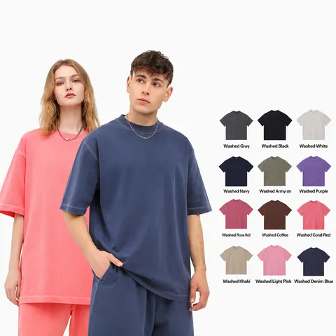 Camiseta de Algodón Pesado Lavado Retro para Hombre Ajuste Oversize Relajado Textura Vintage Envejecida Top de Manga Corta