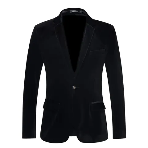 Men's Slim Fit Gold Velvet Blazer Jacket Stylish One Button Sport Coat For Wedding Party Prom Formal Costume Top For Men