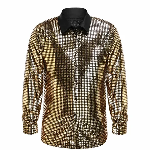Heren Jaren 70 Disco Kostuum Set Met Chenille Uitlopende Broek Pailletten Overhemd Pruik Zonnebril Ketting Snor Retro Outfit Top And Bottom