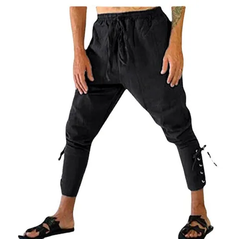 Pantalon de Costume de Pirate Viking Médiéval pour Homme Bas à Lacets Renaissance Rétro Décontracté en Coton pour Spectacles
