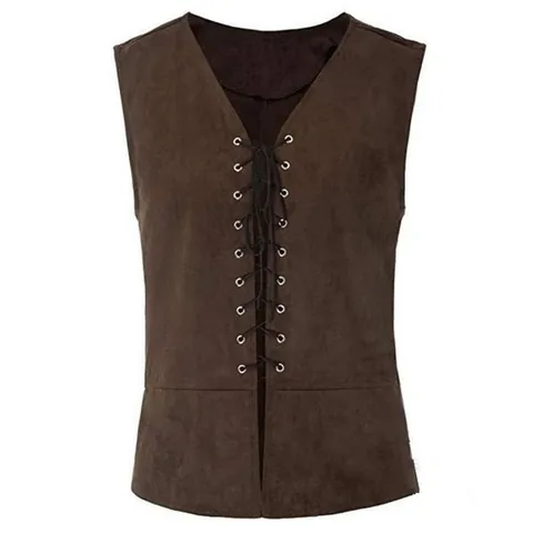 Gilet Renaissance Médiéval Homme Femme Vintage Victorien À Lacets Gilet Aspect Daim Pour Théâtre Cosplay Performance Costume D Halloween