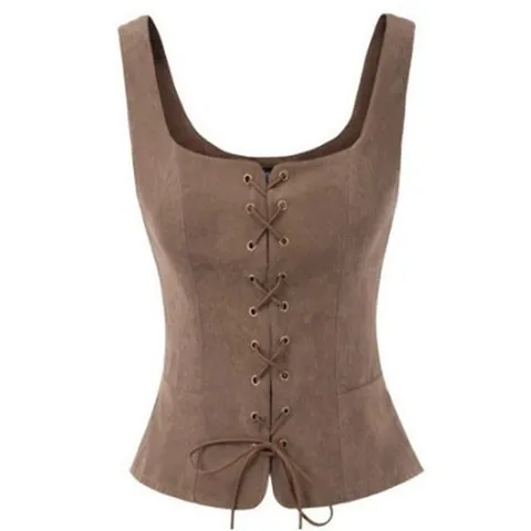 Gilet à Lacets Médiéval de la Renaissance Style Cour Vintage Gentilhomme Gothique Gilet Spectacle Scénique Costume Cosplay Pour Hommes Femmes