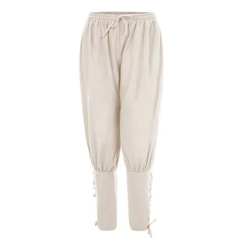 Pantaloni da Uomo Medievali Pirata Rinascimentali Bendaggio alla Caviglia Misto Lino Pantaloni Casual con Coulisse per Cosplay