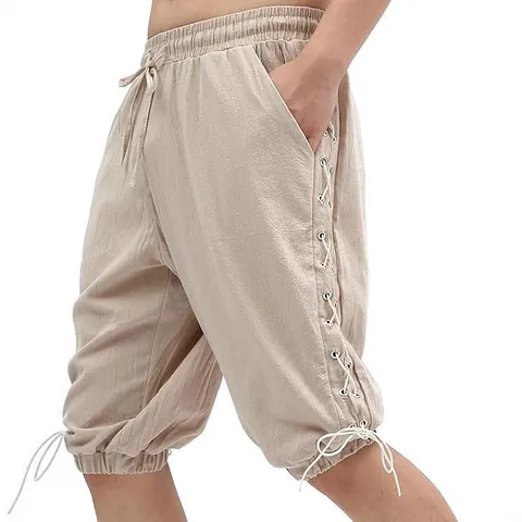 Pantalon de Costume de Pirate Viking Médiéval pour Hommes Renaissance Pantalon Décontracté Large à Lacets Rétro pour Hommes