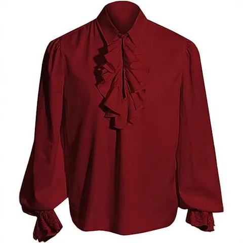 Damen Französisch Vintage Rüschen Jabot Bluse Langarm Spitze Manschetten Hemd Für Halloween Vampir Kostüm Bühne Top