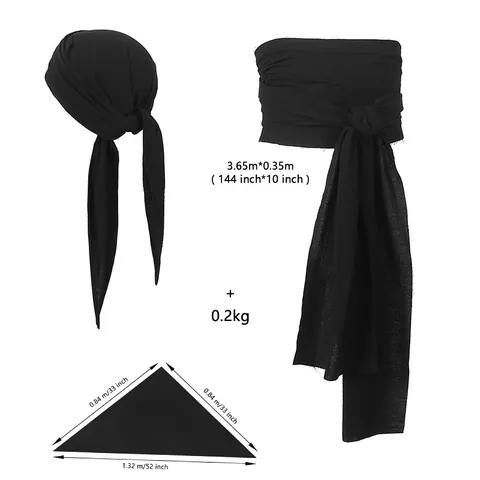 Ensemble Foulard Chapeau et Ceinture de Pirate Médiéval Renaissance pour Femmes Costume d'Halloween
