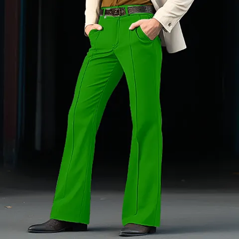 Pantalones Acampanados para Hombre Formal de Negocios Ajuste Entallado Sarga Elástica Color Sólido Pantalones de Vestir Casual Urbano para Hombre