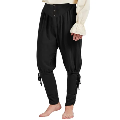 Pantaloni Vintage Medievali da Uomo Retro Rinascimento Stringati con Occhielli Pantaloni alla Caviglia in Misto Cotone Gotico