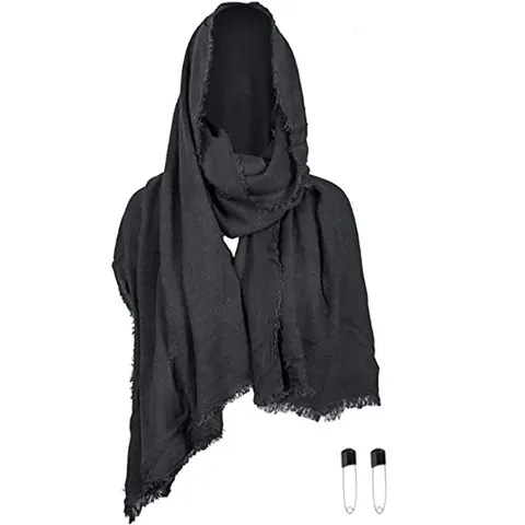 Capa Medieval con Capucha de Lino Distressed Vintage Renacimiento Caballero LARP Cosplay Capucha Bufanda para Disfraz Halloween Top