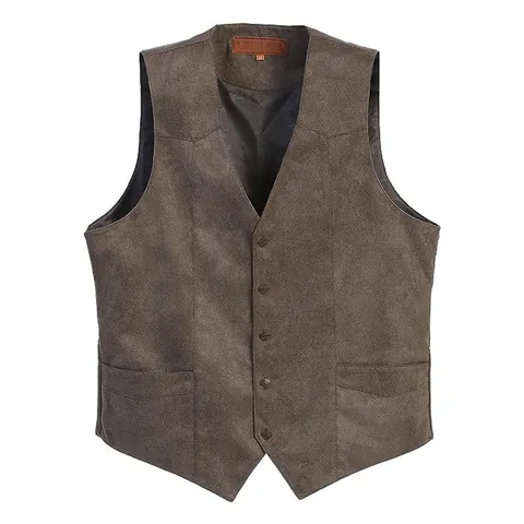 Men's Retro Business Suit Vest Slim Fit V-Neck Waistcoat Vintage Casual Formal Business Wedding Dress Vest Adjustable Top