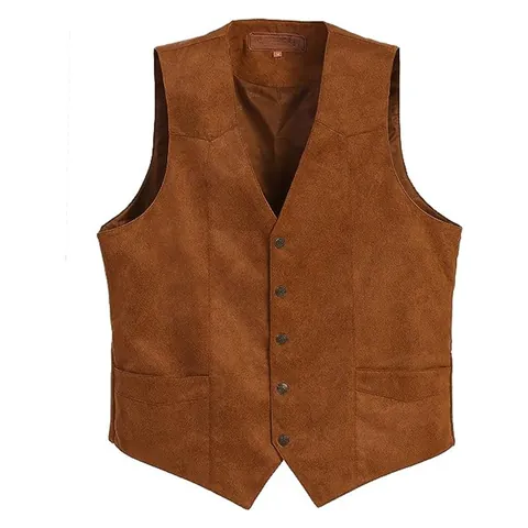 Men's Retro Business Suit Vest Slim Fit V-Neck Waistcoat Vintage Casual Formal Business Wedding Dress Vest Adjustable Top